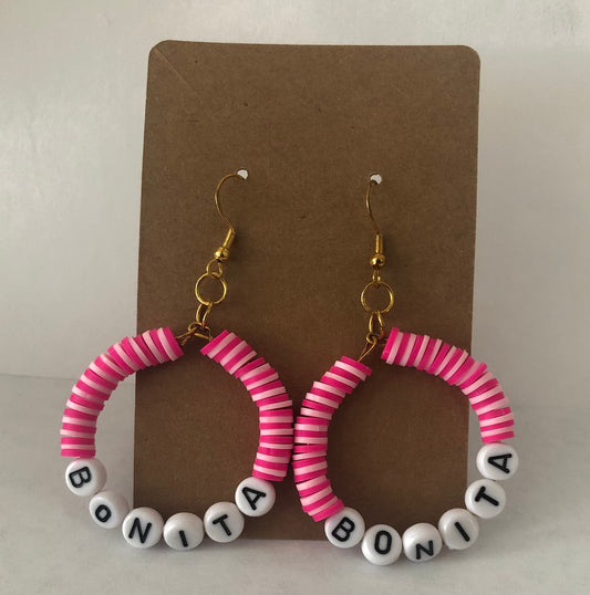 Poderosa, Bonita & Chula Beaded empowering hoop earrings