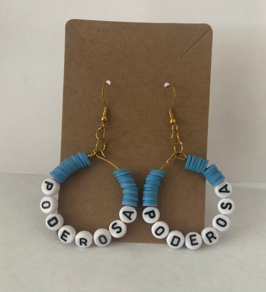 Poderosa, Bonita & Chula Beaded empowering hoop earrings